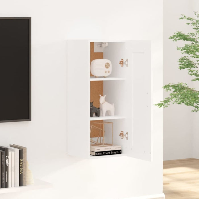 Wall Cabinet White 35x34x90 Cm Engineered Wood Noxalp