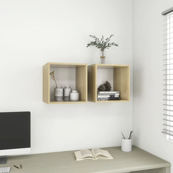 Wall Cabinet White And Sonoma Oak Chipboard Nbpapk