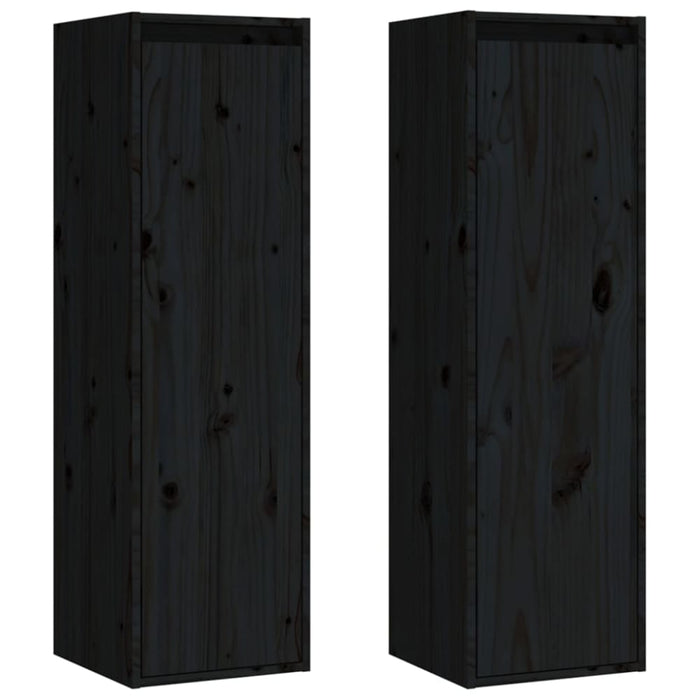 Wall Cabinets 2 Pcs Black 30x30x100 Cm Solid Wood Pine