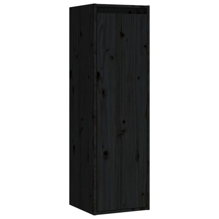 Wall Cabinets 2 Pcs Black 30x30x100 Cm Solid Wood Pine