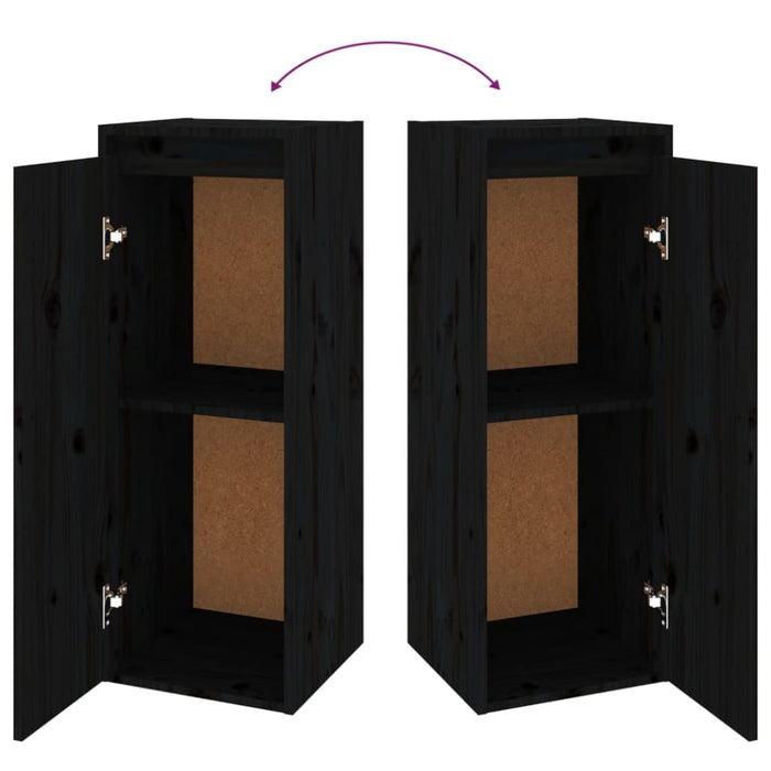 Wall Cabinets 2 Pcs Black 30x30x80 Cm Solid Wood Pine Notpba