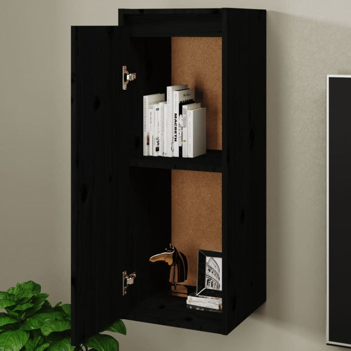 Wall Cabinets 2 Pcs Black 30x30x80 Cm Solid Wood Pine Notpba