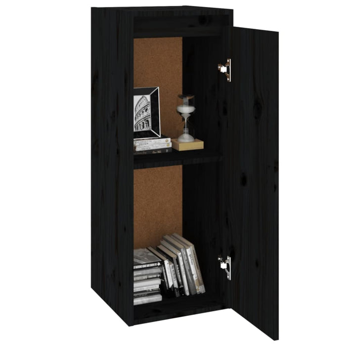 Wall Cabinets 2 Pcs Black 30x30x80 Cm Solid Wood Pine Notpba