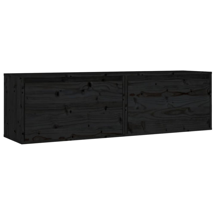 Wall Cabinets 2 Pcs Black 60x30x35 Cm Solid Wood Pine Notapa