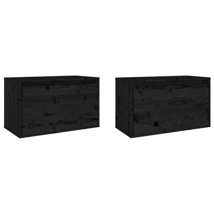 Wall Cabinets 2 Pcs Black 60x30x35 Cm Solid Wood Pine Notapa