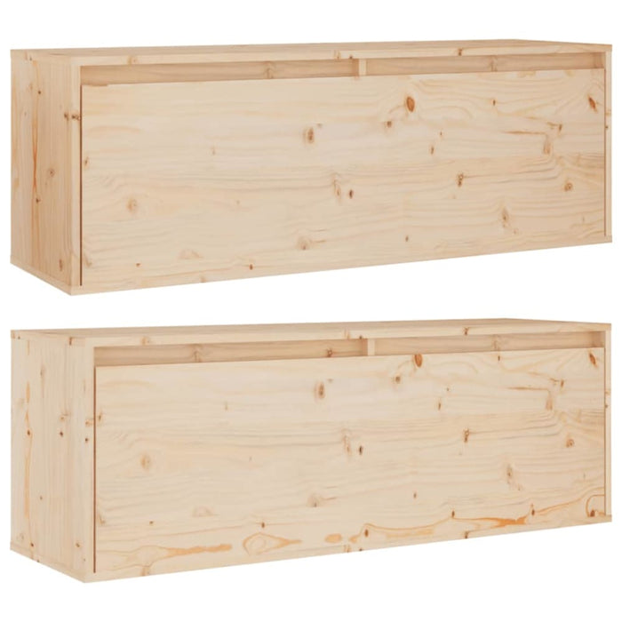 Wall Cabinets 2pcs 100x30x35 Cm Solid Wood Pine Notall