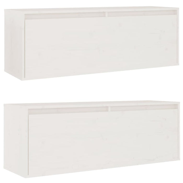 Wall Cabinets 2pcs White 100x30x35 Cm Solid Wood Pine Notaln