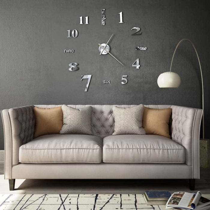 3d Wall Clock Modern Design 100 Cm Xxl Silver Pbltl