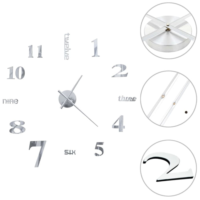 3d Wall Clock Modern Design 100 Cm Xxl Silver Pbltl