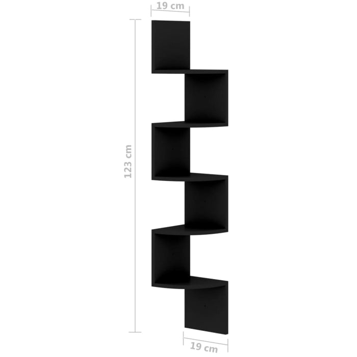 Wall Corner Shelf Black 19x19x123 Cm Chipboard Txlntx