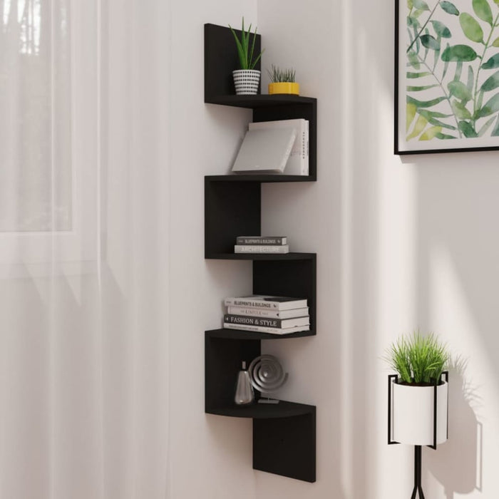 Wall Corner Shelf Black 19x19x123 Cm Chipboard Txlntx