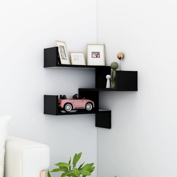 Wall Corner Shelf Black 40x40x50 Cm Chipboard Nbixxp