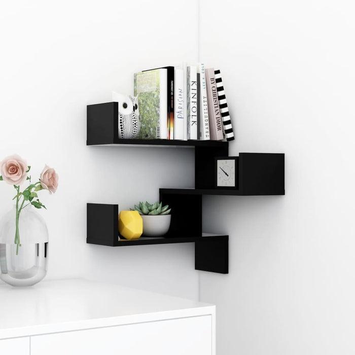 Wall Corner Shelf Black 40x40x50 Cm Chipboard Nbixxp