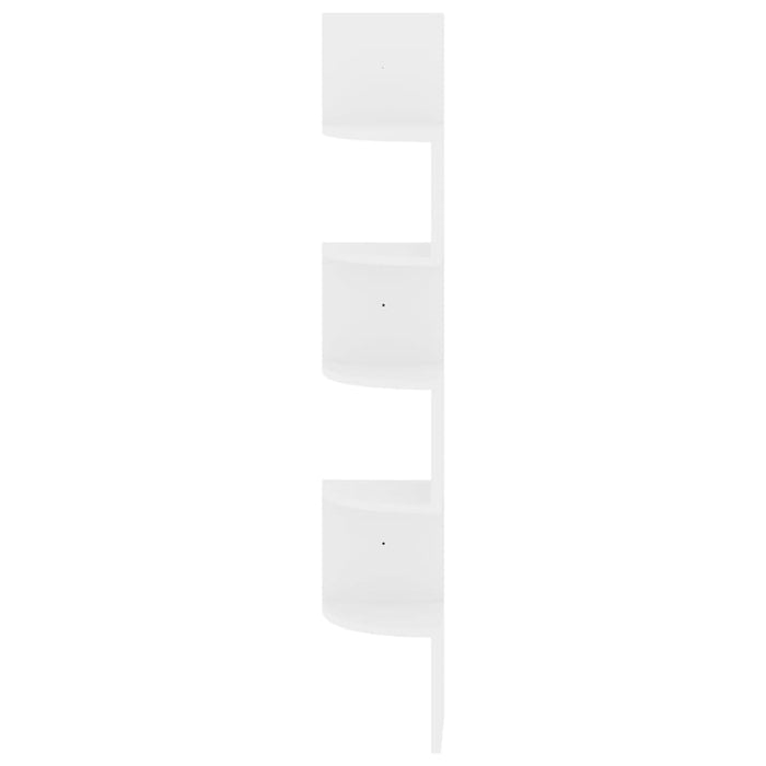 Wall Corner Shelf Glossy Look White 19x19x123 Cm Chipboard