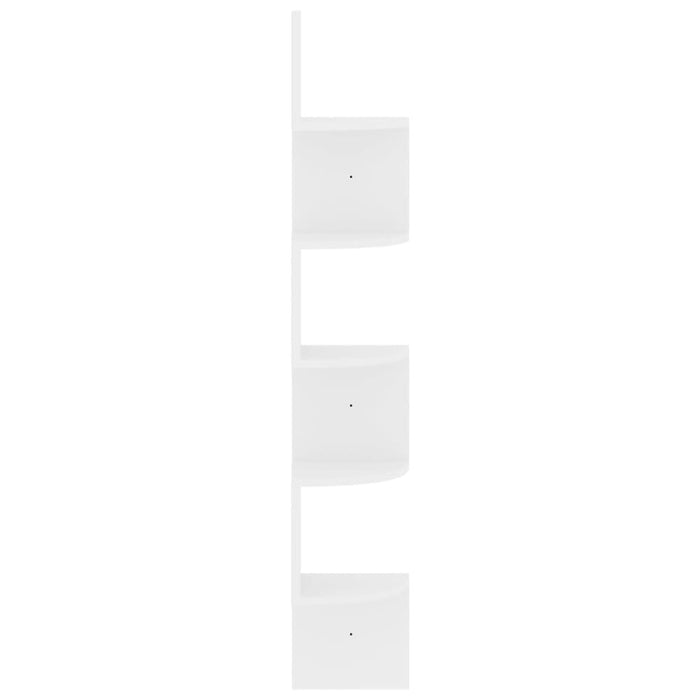 Wall Corner Shelf Glossy Look White 19x19x123 Cm Chipboard