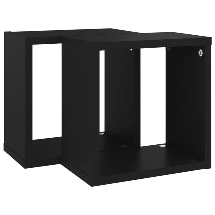 Wall Cube Shelves 2 Pcs Black 26x15x26 Cm Nbibxn