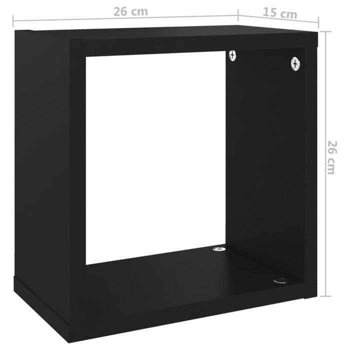 Wall Cube Shelves 2 Pcs Black 26x15x26 Cm Nbibxn