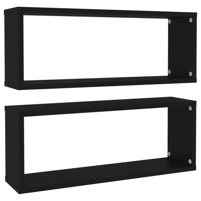 Wall Cube Shelves 2 Pcs Black 60x15x23 Cm Chipboard Nbiotl