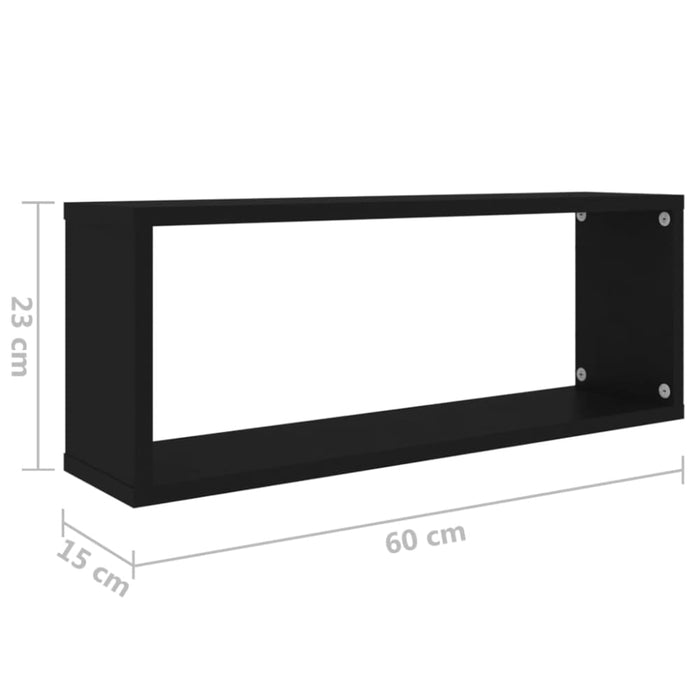 Wall Cube Shelves 2 Pcs Black 60x15x23 Cm Chipboard Nbiotl