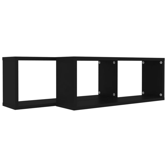 Wall Cube Shelves 2 Pcs Black 60x15x23 Cm Chipboard Nbiotl