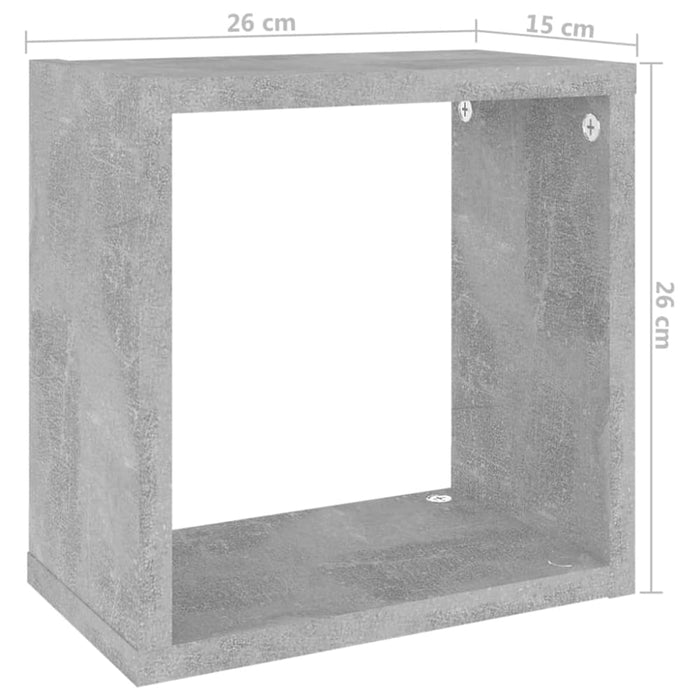 Wall Cube Shelves 2 Pcs Concrete Grey 26x15x26 Cm Nbibti