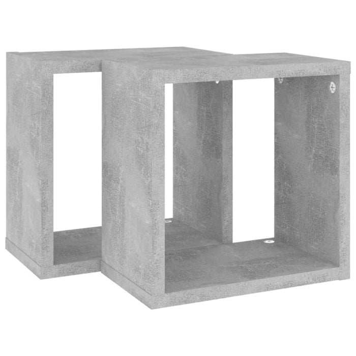 Wall Cube Shelves 2 Pcs Concrete Grey 26x15x26 Cm Nbibti