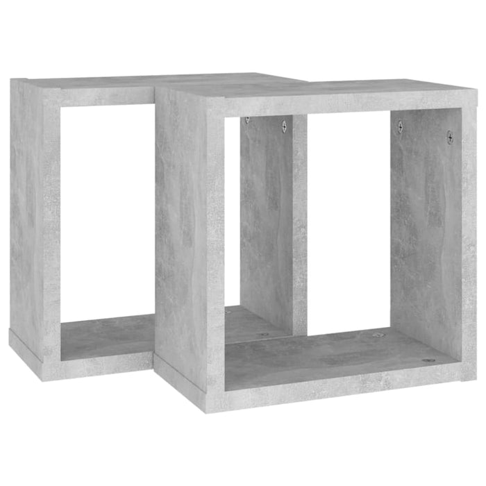 Wall Cube Shelves 2 Pcs Concrete Grey Nbibob