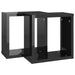 Wall Cube Shelves 2 Pcs Glossy Look Black 30x15x30 Cm Nbibok