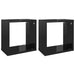 Wall Cube Shelves 2 Pcs Glossy Look Black Nbibal