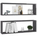 Wall Cube Shelves 2 Pcs Glossy Look Grey 80x15x26.5 Cm