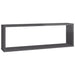 Wall Cube Shelves 2 Pcs Glossy Look Grey 80x15x26.5 Cm