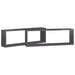 Wall Cube Shelves 2 Pcs Glossy Look Grey 80x15x26.5 Cm