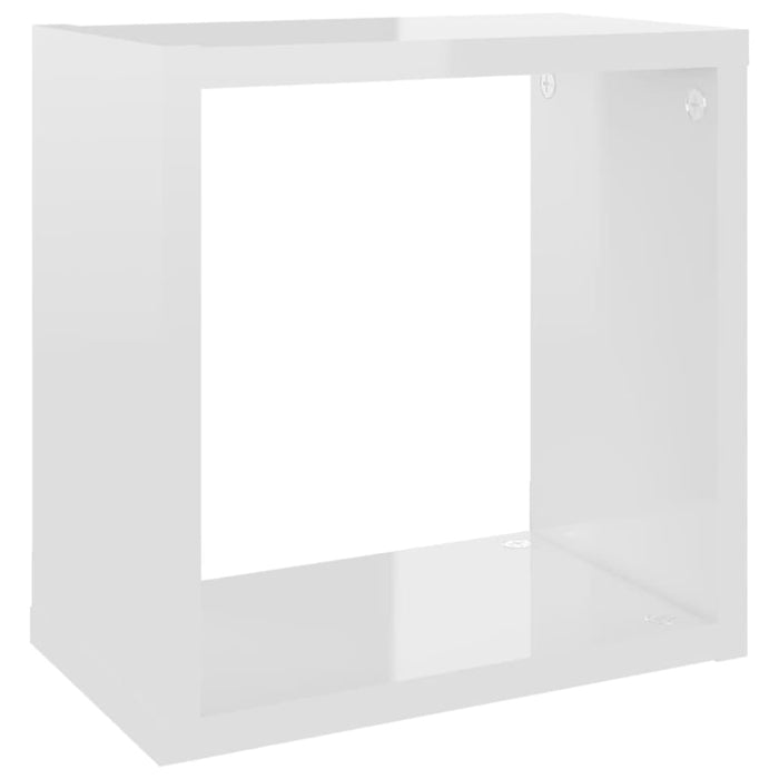 Wall Cube Shelves 2 Pcs Glossy Look White 26x15x26 Cm Nbibat