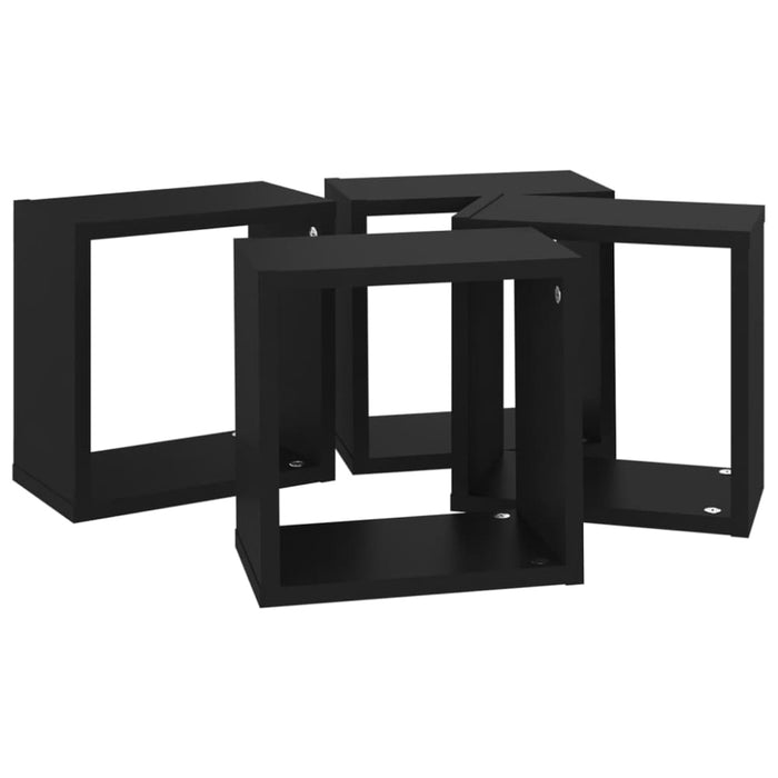 Wall Cube Shelves 4 Pcs Black Nbibxk