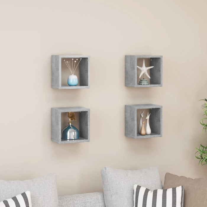 Wall Cube Shelves 4 Pcs Concrete Grey 22x15x22 Cm Nbiblp