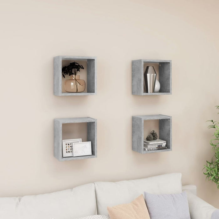 Wall Cube Shelves 4 Pcs Concrete Grey 26x15x26 Cm Nbibtn