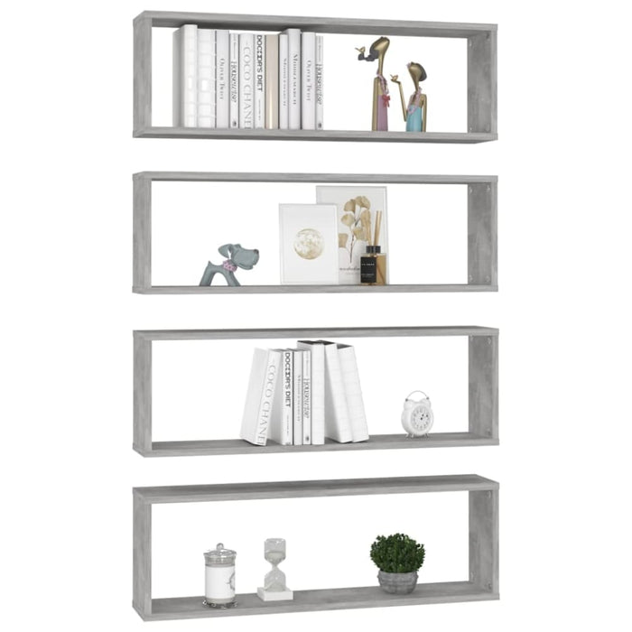 Wall Cube Shelves 4 Pcs Concrete Grey 80x15x26.5 Cm