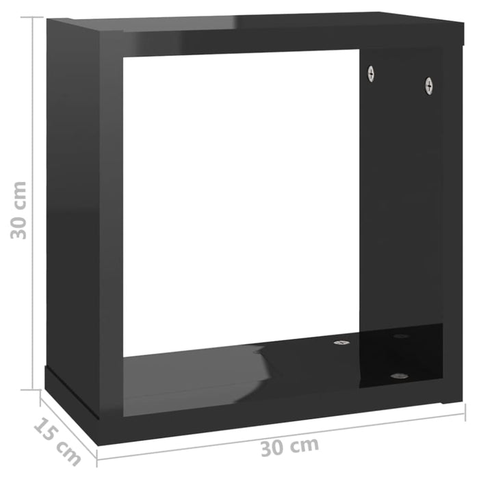 Wall Cube Shelves 4 Pcs Glossy Look Black 30x15x30 Cm Nbibxb