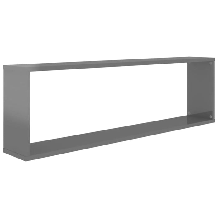 Wall Cube Shelves 4 Pcs Glossy Look Grey 100x15x30 Cm