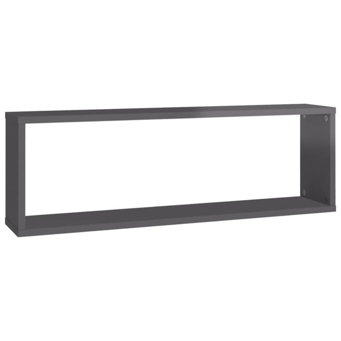 Wall Cube Shelves 4 Pcs Glossy Look Grey Chipboard Nbioto