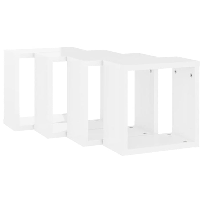 Wall Cube Shelves 4 Pcs Glossy Look White 30x15x30 Cm Nbiboi