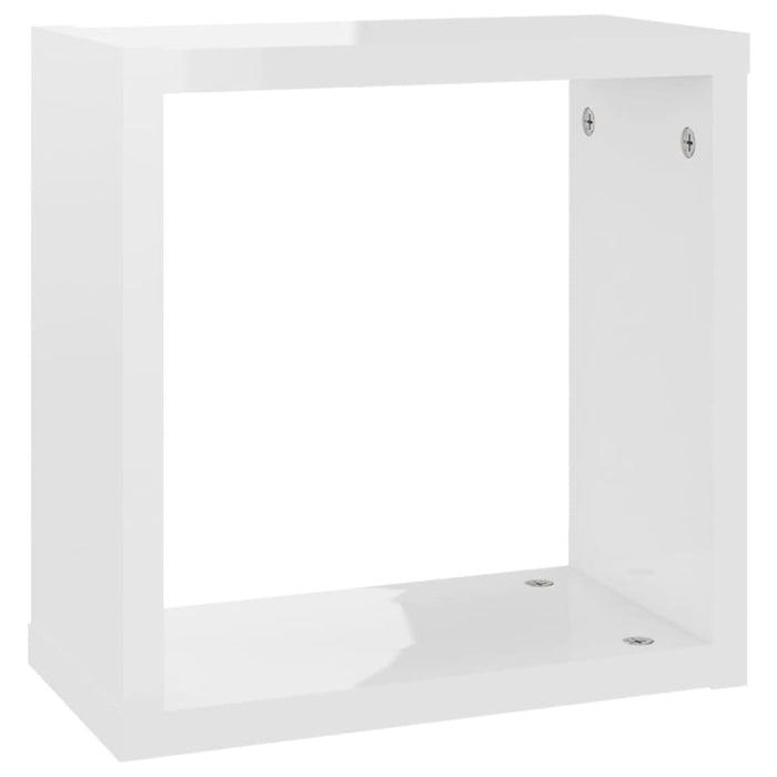 Wall Cube Shelves 4 Pcs Glossy Look White 30x15x30 Cm Nbiboi