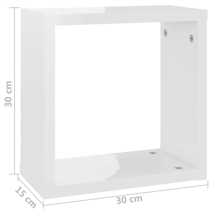 Wall Cube Shelves 4 Pcs Glossy Look White 30x15x30 Cm Nbiboi