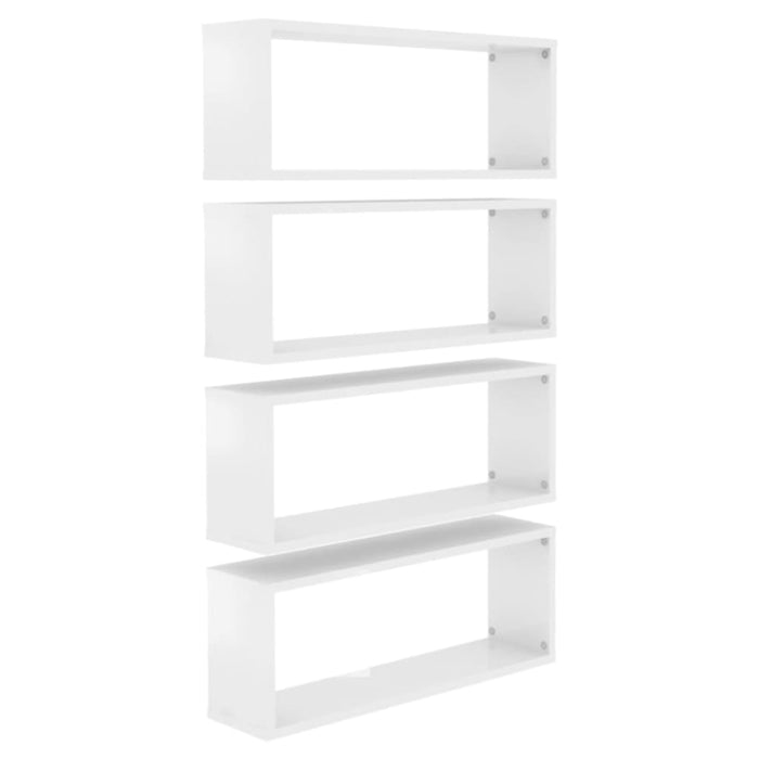 Wall Cube Shelves 4 Pcs Glossy Look White 60x15x23 Cm