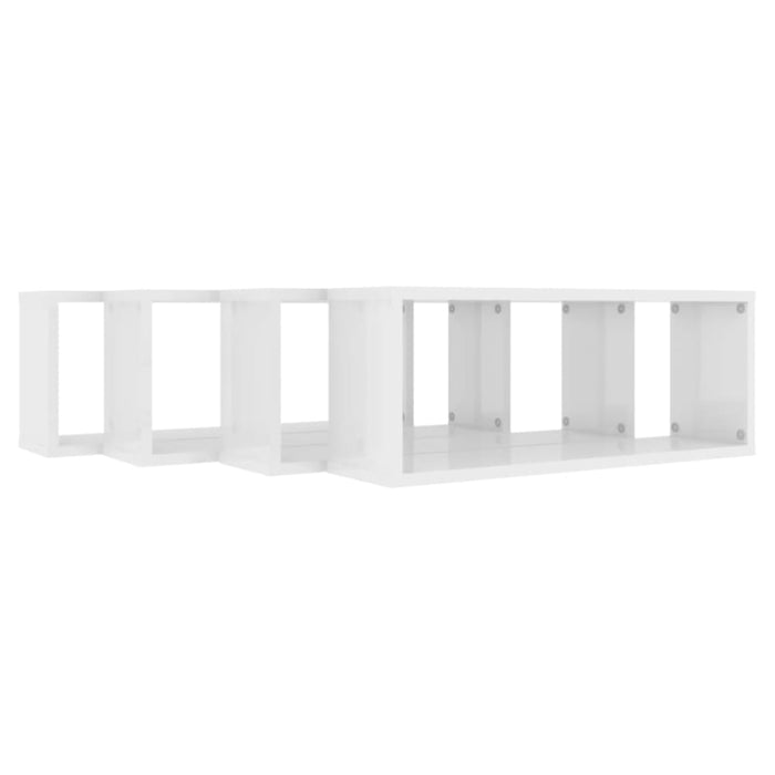 Wall Cube Shelves 4 Pcs Glossy Look White 60x15x23 Cm