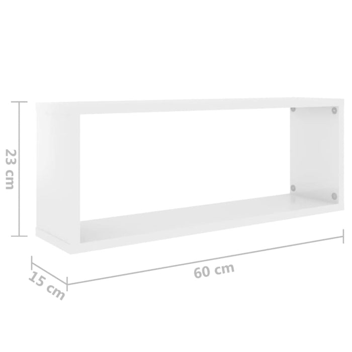 Wall Cube Shelves 4 Pcs Glossy Look White 60x15x23 Cm