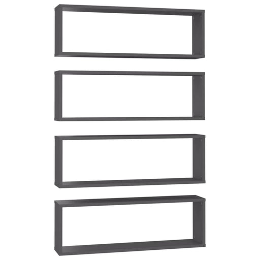 Wall Cube Shelves 4 Pcs Grey 80x15x26.5 Cm Chipboard Nbioot