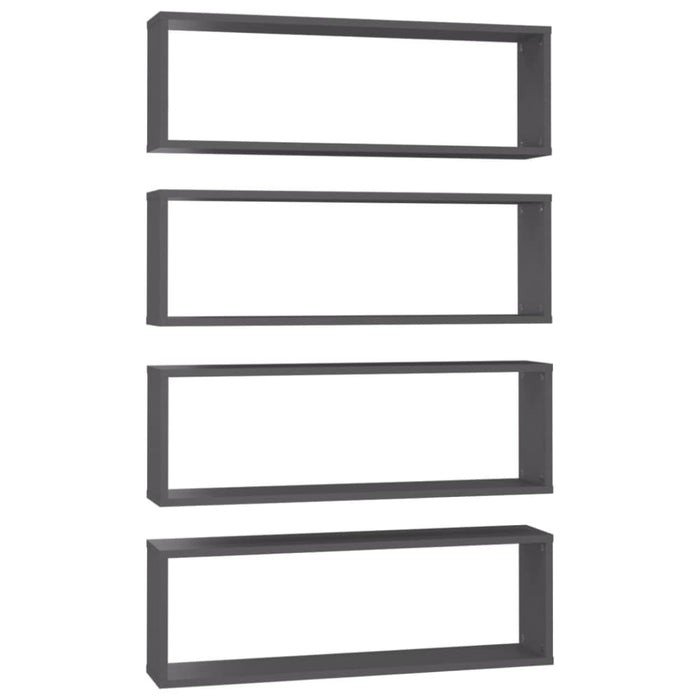 Wall Cube Shelves 4 Pcs Grey 80x15x26.5 Cm Chipboard Nbioot