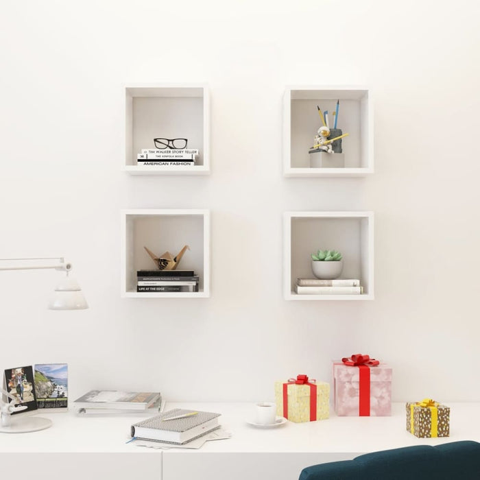 Wall Cube Shelves 4 Pcs White 26x15x26 Cm Nbibxl