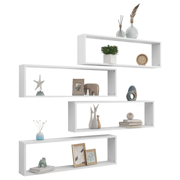 Wall Cube Shelves 4 Pcs White Chipboard Nbibnb